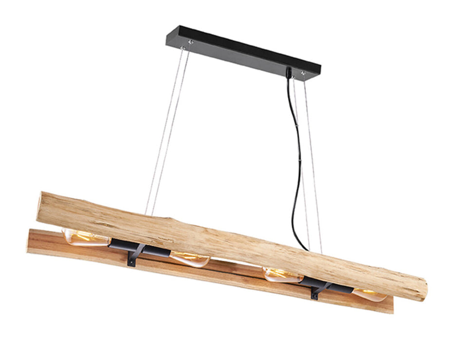 LABEL51 Hanglamp Woody Hout, 4-lamps - Rough