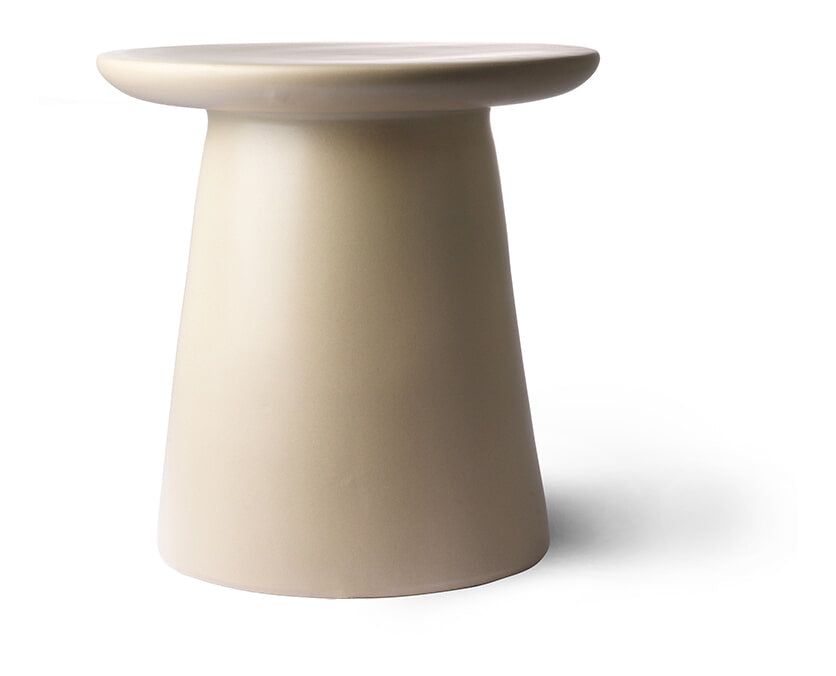 HKliving Bijzettafel Earthenware Keramiek, Ø40cm - Crème - Rond