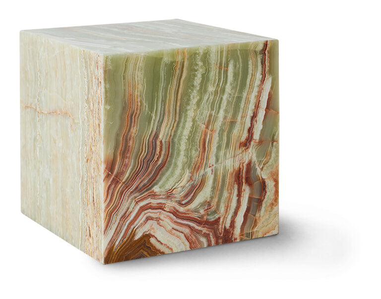 HKliving Bijzettafel Onyx Marmer, 35 x 35cm - Groen/Naturel - Vierkant
