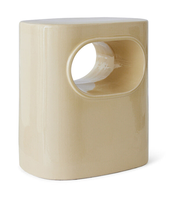 HKliving Bijzettafel Space Keramiek, 36 x 26cm - Crème - Ovaal