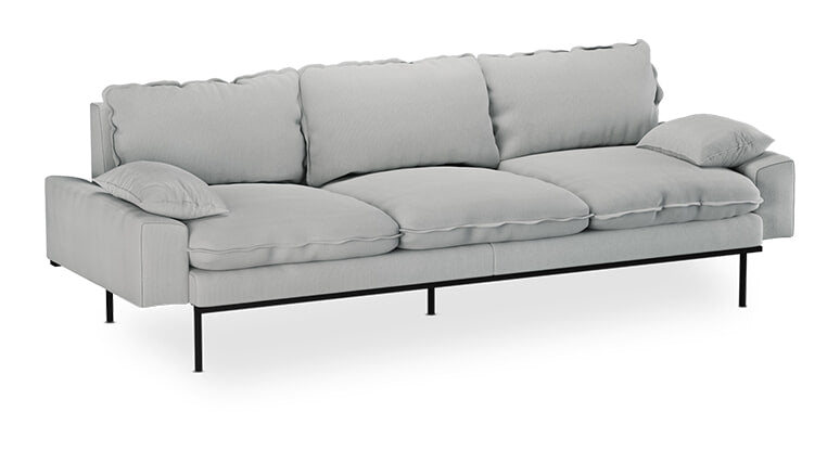 HKliving 4-zits Bank Retro 245cm, Corduroy rib - Crème