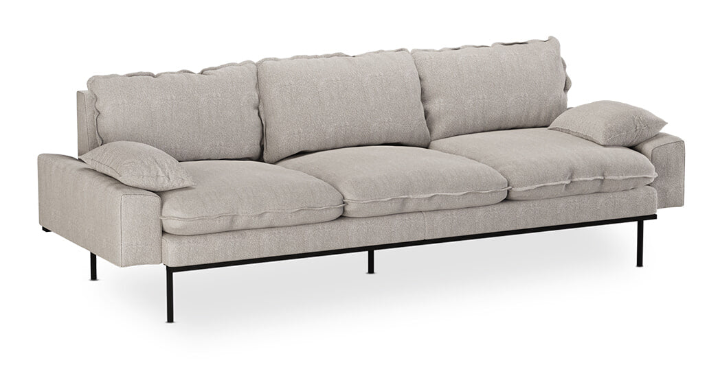 HKliving 4-zits Bank Retro 245cm, Sneak stof - Lichtgrijs