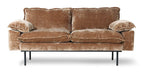 HKliving 2-zits Bank Retro 175cm, Corduroy velvet - Aged Gold