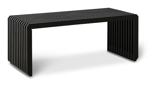 HKliving Bankje Slatted Sungkaihout, 96cm - Zwart