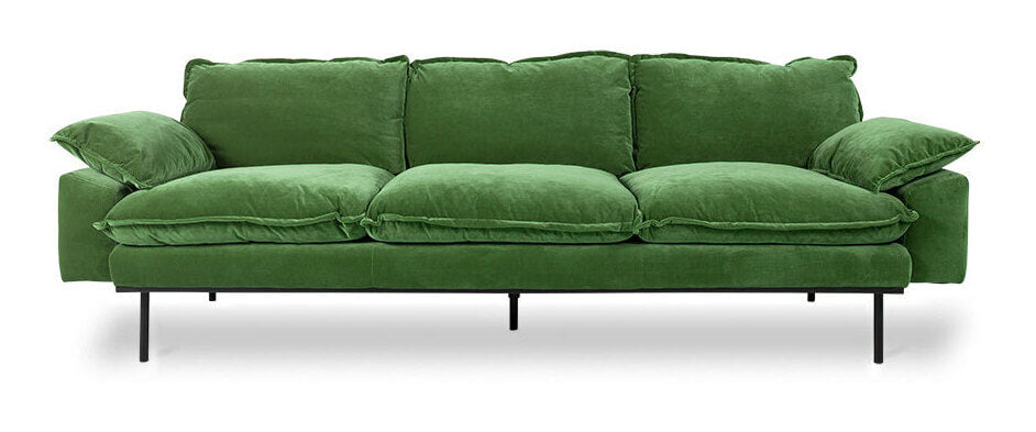 HKliving 4-zits Bank Retro 245cm, Velvet - Groen