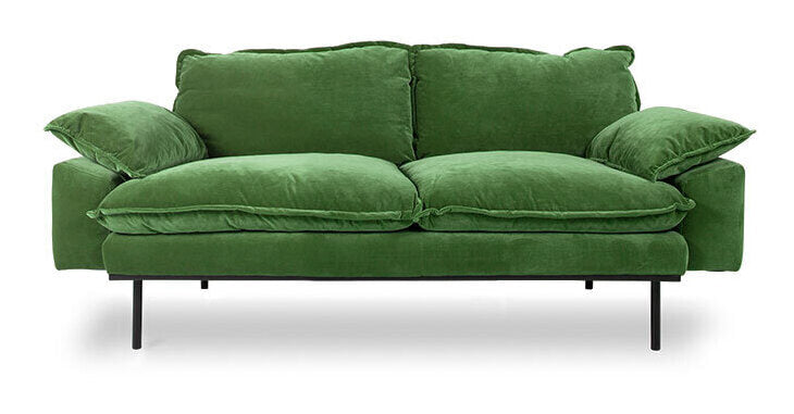 HKliving 2-zits Bank Retro 175cm, Velvet - Groen