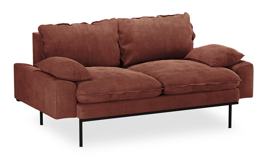 HKliving 2-zits Bank Retro 175cm, Velvet - Magnolia