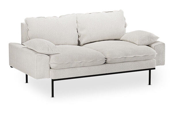 HKliving 2-zits Bank Retro 175cm, Bouclé - Crème
