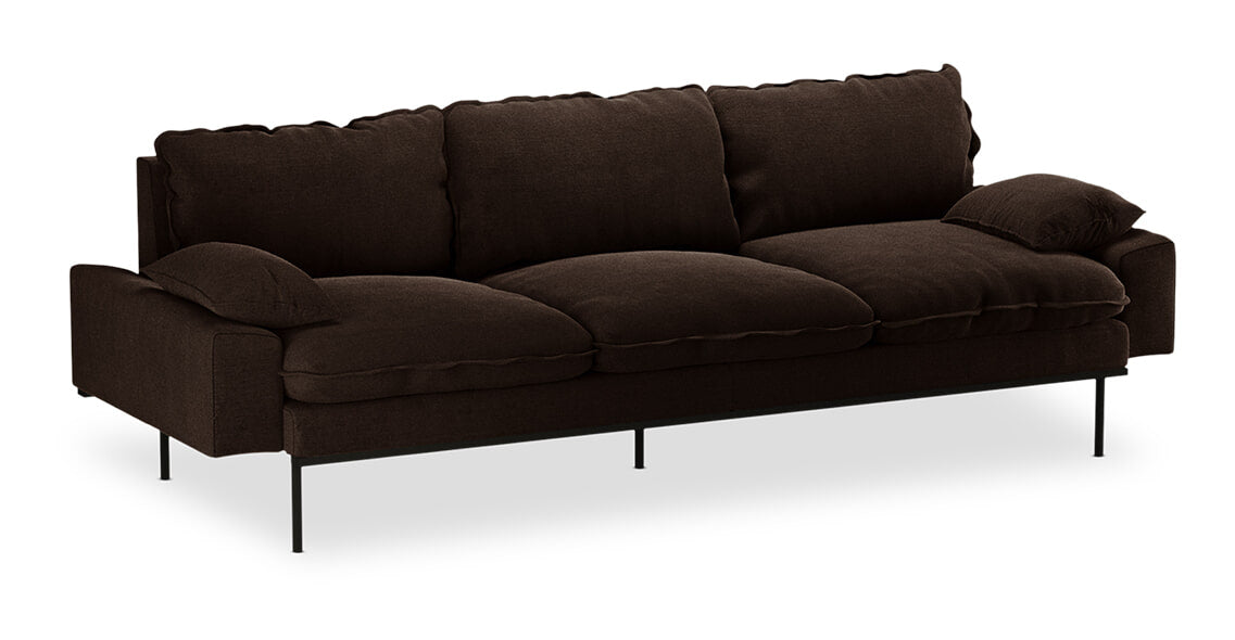 HKliving 4-zits Bank Retro 245cm, Velvet - Espresso