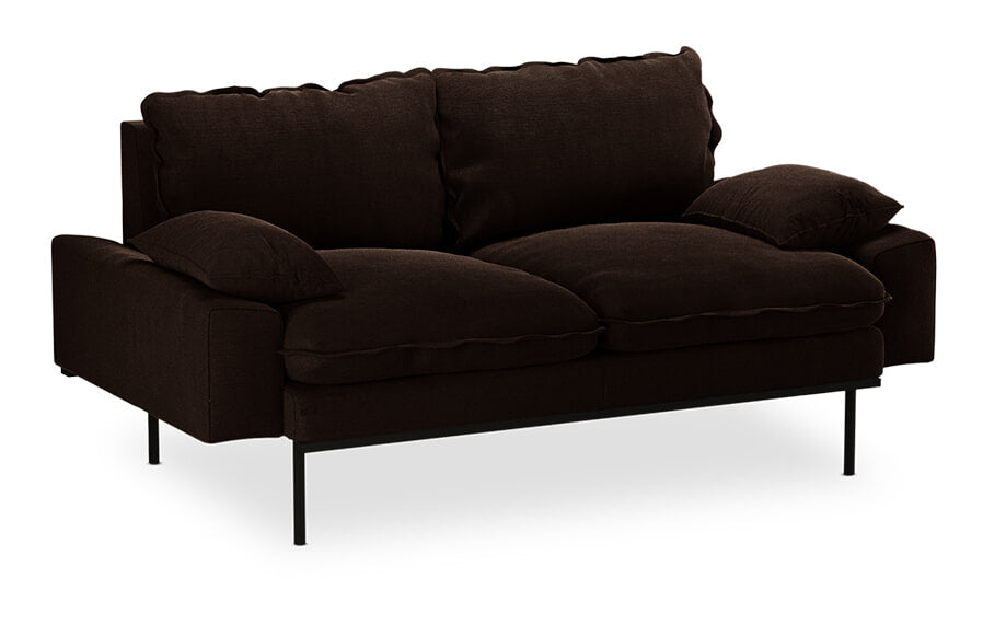 HKliving 2-zits Bank Retro 175cm, Velvet - Espresso