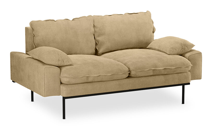 HKliving 2-zits Bank Retro 175cm, Velvet - Crème