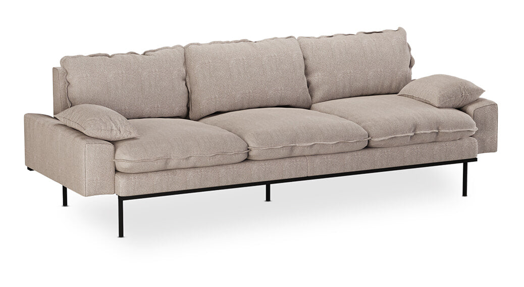 HKliving 4-zits Bank Retro 245cm, Sneak stof - Beige