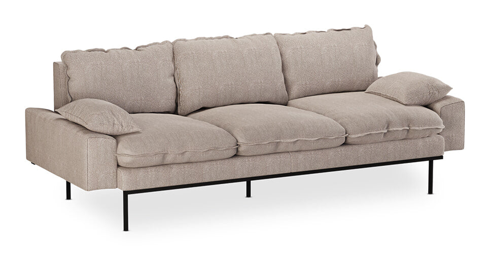 HKliving 3-zits Bank Retro 225cm, Sneak stof - Beige