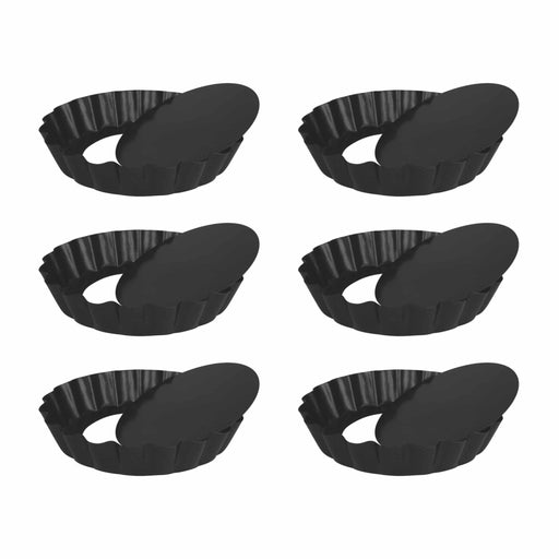 Krumble Quichevormpjes - Set van 6 - Metaal - Diameter 10 cm - Donkergrijs