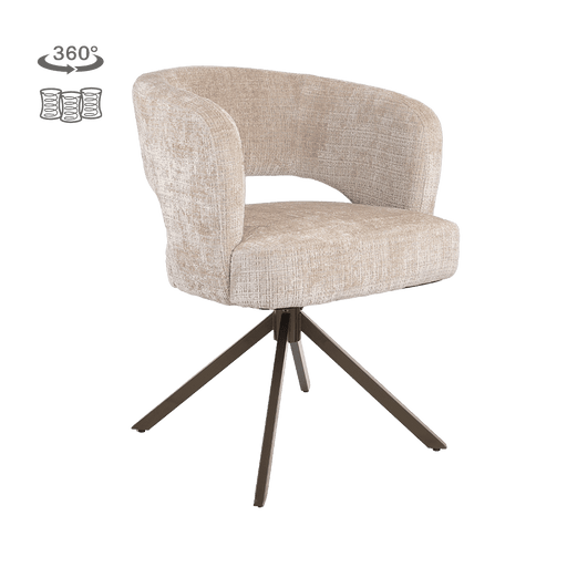 Tower Living Draaibare Eetkamerstoel Mura Geweven stof - Beige/Bruin