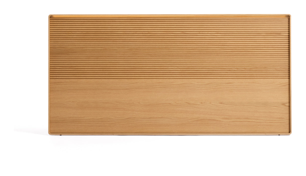 Kave Home Hoofdbord Norlen Eikenfineer, met LED-verlichting, 180 x 200cm - Naturel