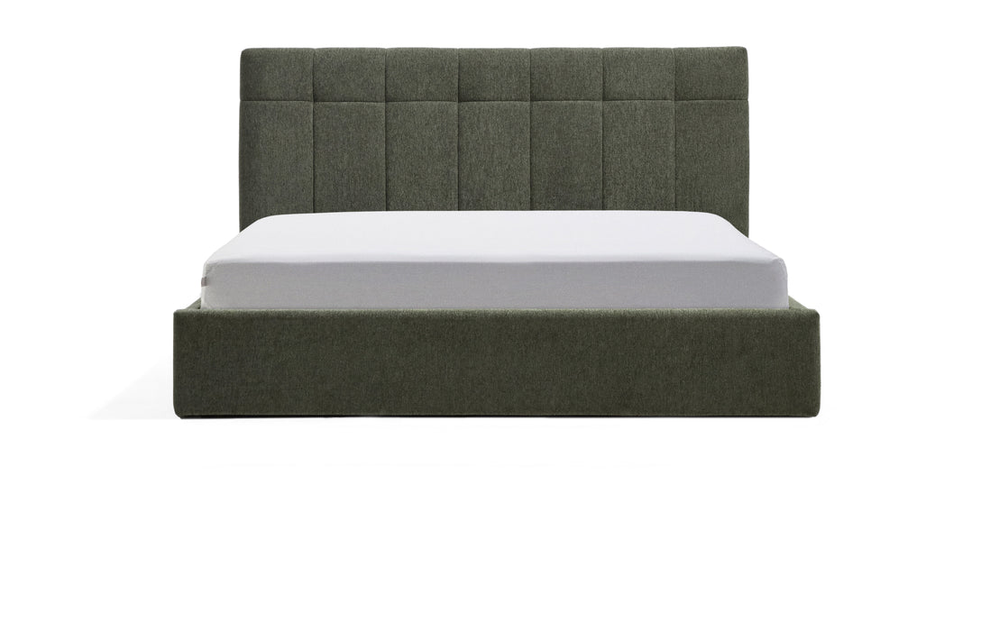 Kave Home Bed Darnela Chenille met opbergruimte, 150 x 200cm - Mosgroen