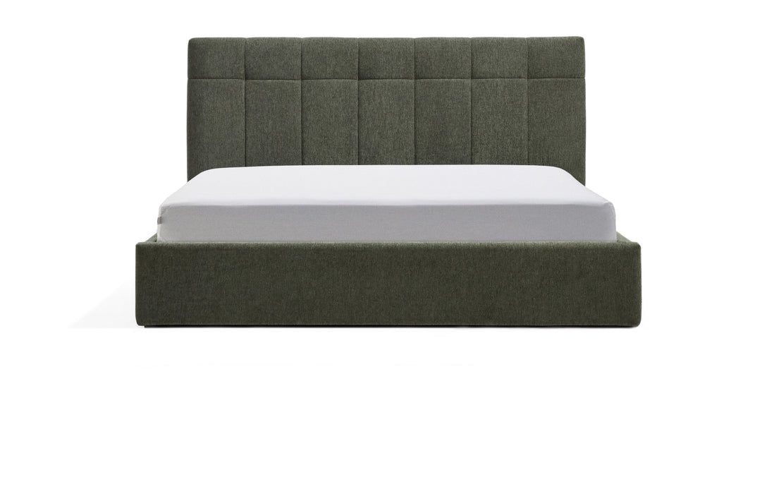 Kave Home Bed Darnela met opbergruimte, Chenille, 160 x 200cm - Mosgroen