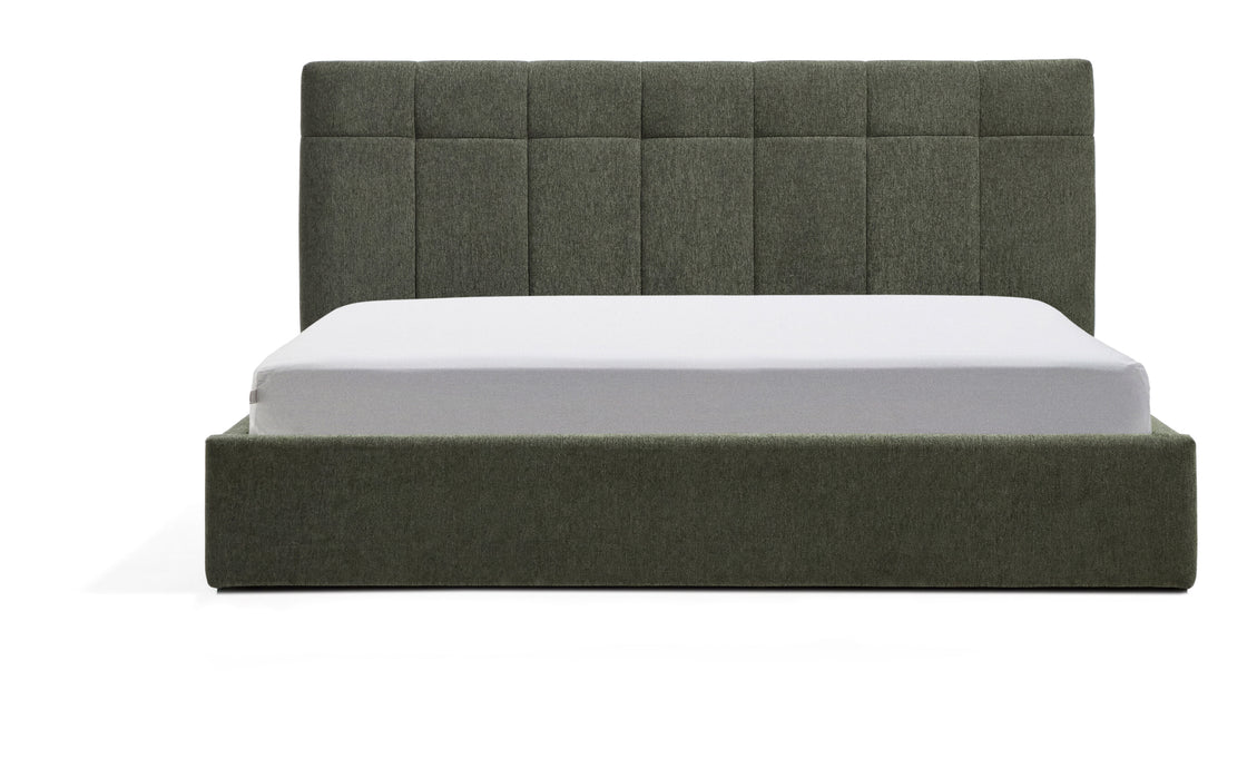 Kave Home Bed Darnela met opbergruimte, Chenille, 180 x 200cm - Mosgroen