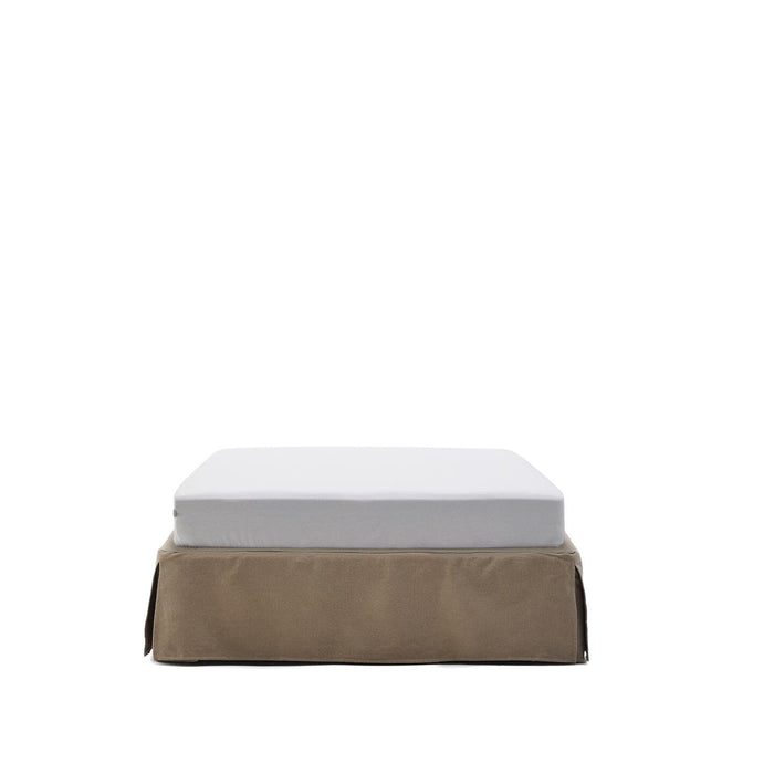 Kave Home Bed Jaira excl. hoofdbord, Linnenmix, 90 x 200cm - Taupe - ThatLyfeStyle