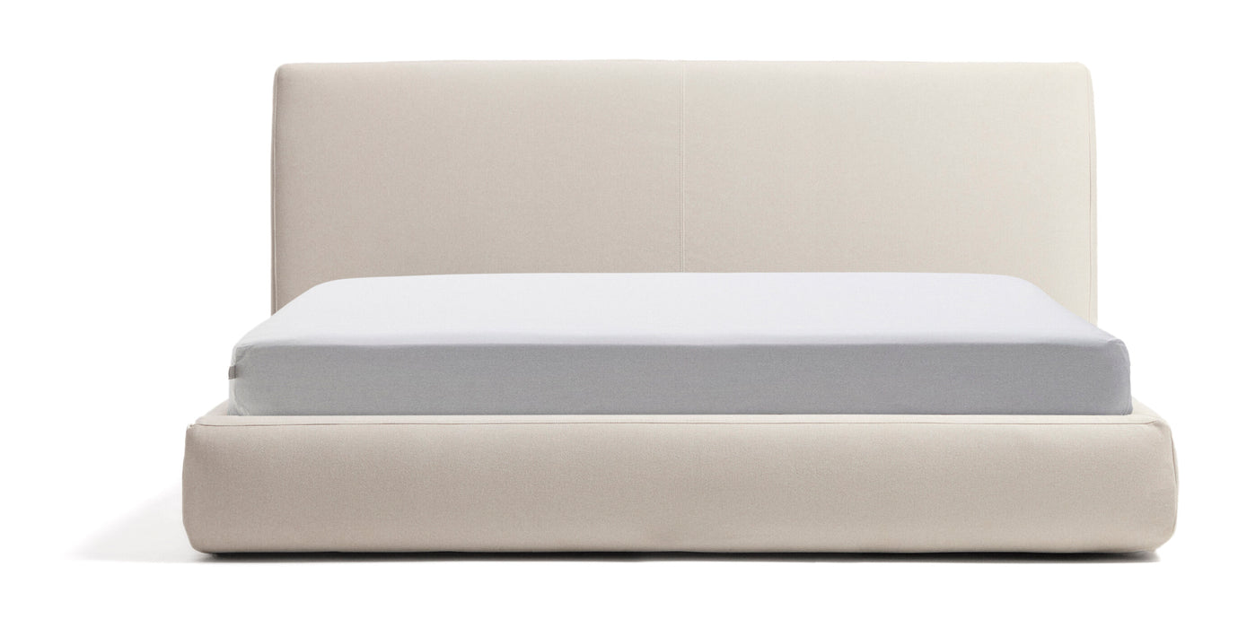 Kave Home Bed Blok Structuurstof, Met uitklapbare bedbodem, 180 x 200cm - Ecru