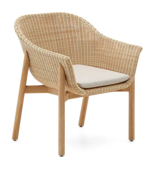 Kave Home Tuinstoel Galea Teakhout en rattan - Bruin - ThatLyfeStyle