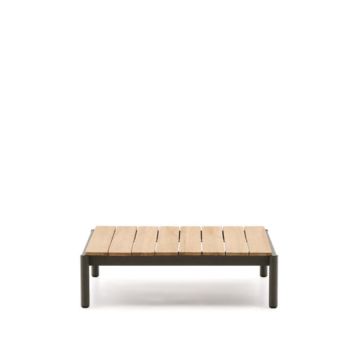 Kave Home Outdoor Salontafel Sorells Teakhout en groen aluminium, 89 x 91cm - Donkergroen