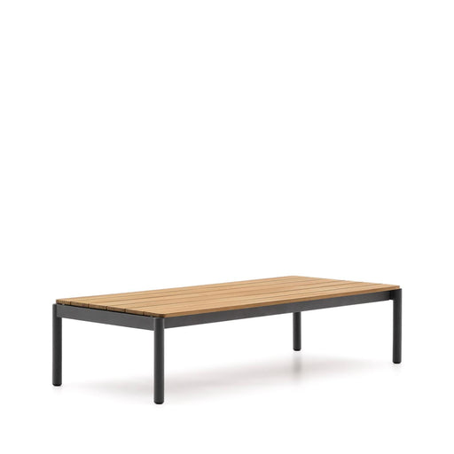 Kave Home Outdoor Salontafel Sorells Teakhout en grijs aluminium, 149 x 63cm