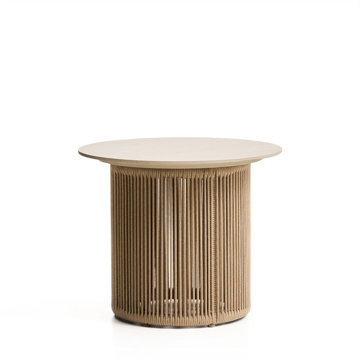 Kave Home Outdoor Bijzettafel Orosei Gesinterde steen en touw, 55cm - Naturel