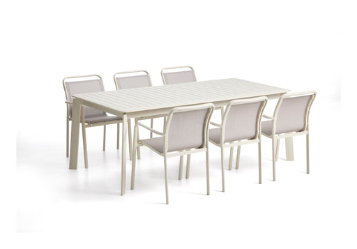 Kave Home Tuinset Brela Met Brela uitschuifbare tafel en 6 Luri stoelen, 205/287 x 100cm - Ecru/Beige