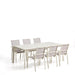 Kave Home Tuinset Brela Met Brela uitschuifbare tuintafel en 6 Canea stoelen, 205/287 x 100cm - Ecru/Beige