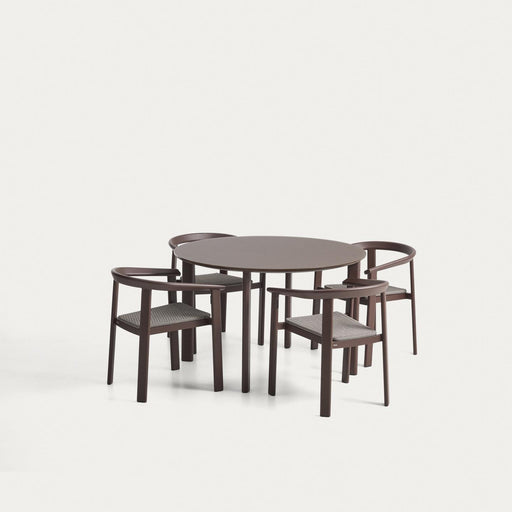 Kave Home Tuinset Erice Met ronde tuintafel en 4 stoelen, 120cm - Bruin