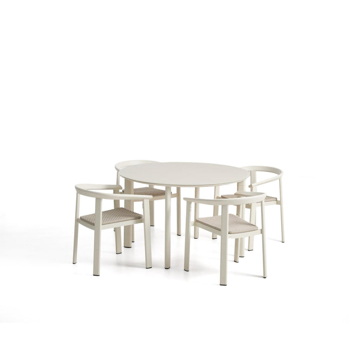 Kave Home Tuinset Erice Met tuintafel en 4 stoelen, 120cm - Ecru