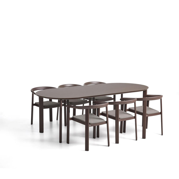 Kave Home Tuinset Erice Met tuintafel en 6 stoelen, 230 x 100cm - Bruin