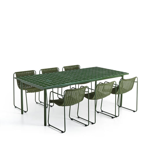 Kave Home Tuinset Maurina Met tuintafel en 6 stoelen, 223 x 101cm - Groen - ThatLyfeStyle