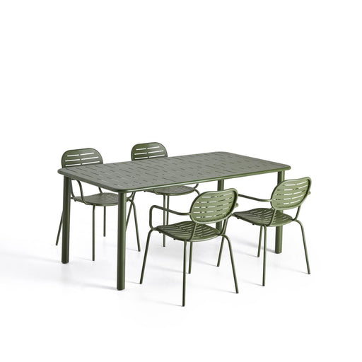 Kave Home Tuinset Brai Met tuintafel en 4 stoelen, 180 x 90cm - Donkergroen - ThatLyfeStyle