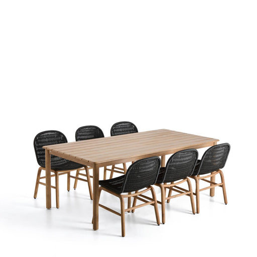 Kave Home Tuinset Met Sori tuintafel en 6 Alipa stoelen, 200 x 100cm - Donkergrijs - ThatLyfeStyle