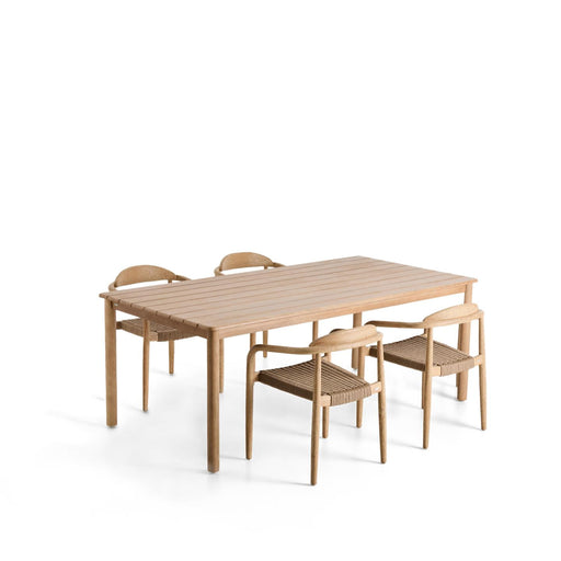 Kave Home Tuinset Met Sori tuintafel en 4 Nina stoelen, 200 x 100cm - Beige - ThatLyfeStyle