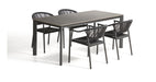 Kave Home Tuinset Anafi Met Anafi tuintafel en 4 Livadia stoelen, 180 x 90cm - Grafiet