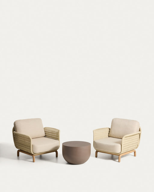 Kave Home Tuinset Alipa 2 fauteuils en tafeltje - Beige