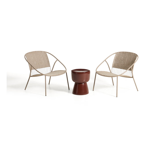 Kave Home Tuinset Atrani met 2 loungestoelen en Mesquida bijzettafel - Beige/Terracotta
