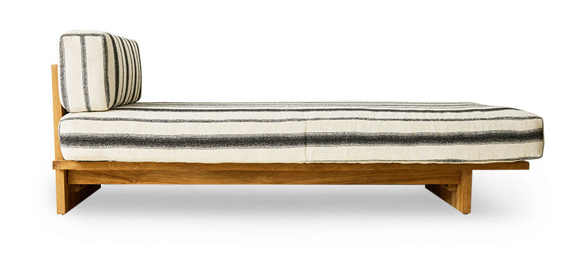 HKliving Daybed Outdoor Teakhout en stof - Chalk Stripe