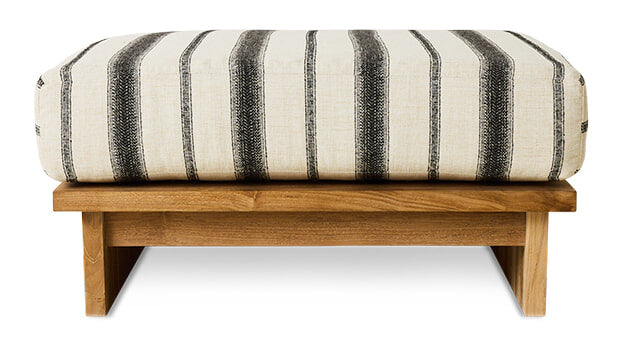 HKliving Outdoor Hocker Outdoor Teakhout en stof - Chalk Stripe