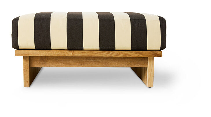 HKliving Outdoor Hocker Outdoor Teakhout en stof - Zwart/Wit