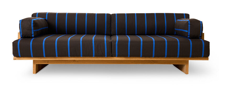 HKliving Loungebank Outdoor Teakhout en stof, 227cm - Burnt Sky