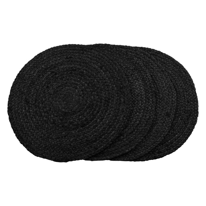 Nest of Nora 4 pack Placemats rond - Jute gevlochten ø38 cm - Donker grijs