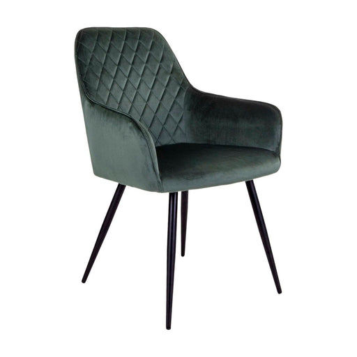 QUVIO Eetkamerstoel Vienna - Fluweel Groen - Zithoogte 47 cm - Set van 2