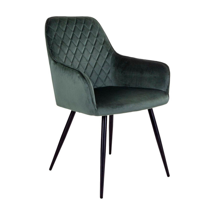 QUVIO Eetkamerstoel Vienna - Fluweel Groen - Zithoogte 47 cm - Set van 2
