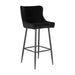 QUVIO Barstoel Miami - Luxe fluweel - Zwart - Stalen poten - 75 cm zithoogte