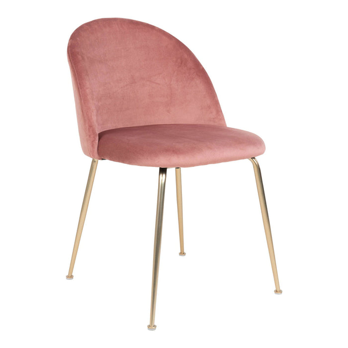 QUVIO Eetkamerstoel Geneva - Roze Fluweel - Messing Look Poten - Set van 2